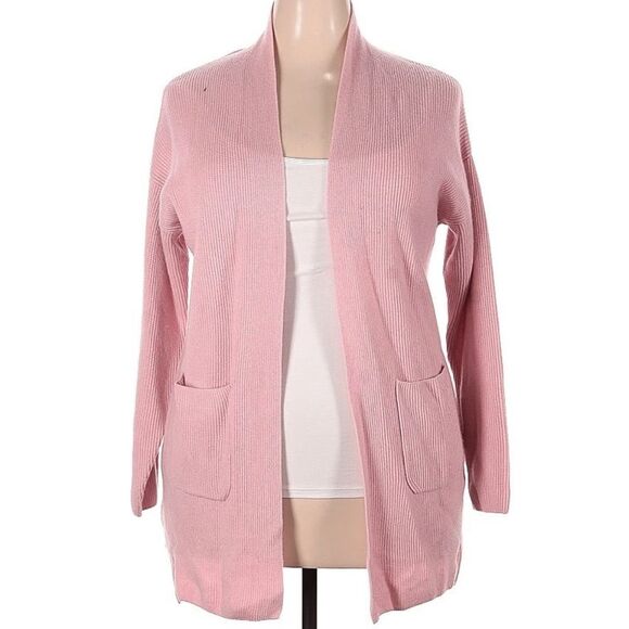 NAP LOUNGEWEAR 100% Cashmere Plush Rib-knit Cardigan Pink Balletcore XXL - Picture 2 of 6